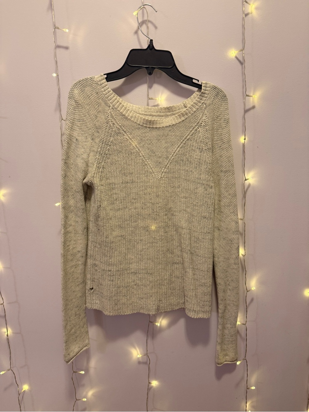 aerie Cream Crewneck Knit Sweater